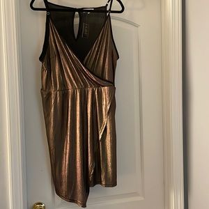 NWT Bronze metallic wrap dress by C.O.C. in 1X. So shimmery and fun!